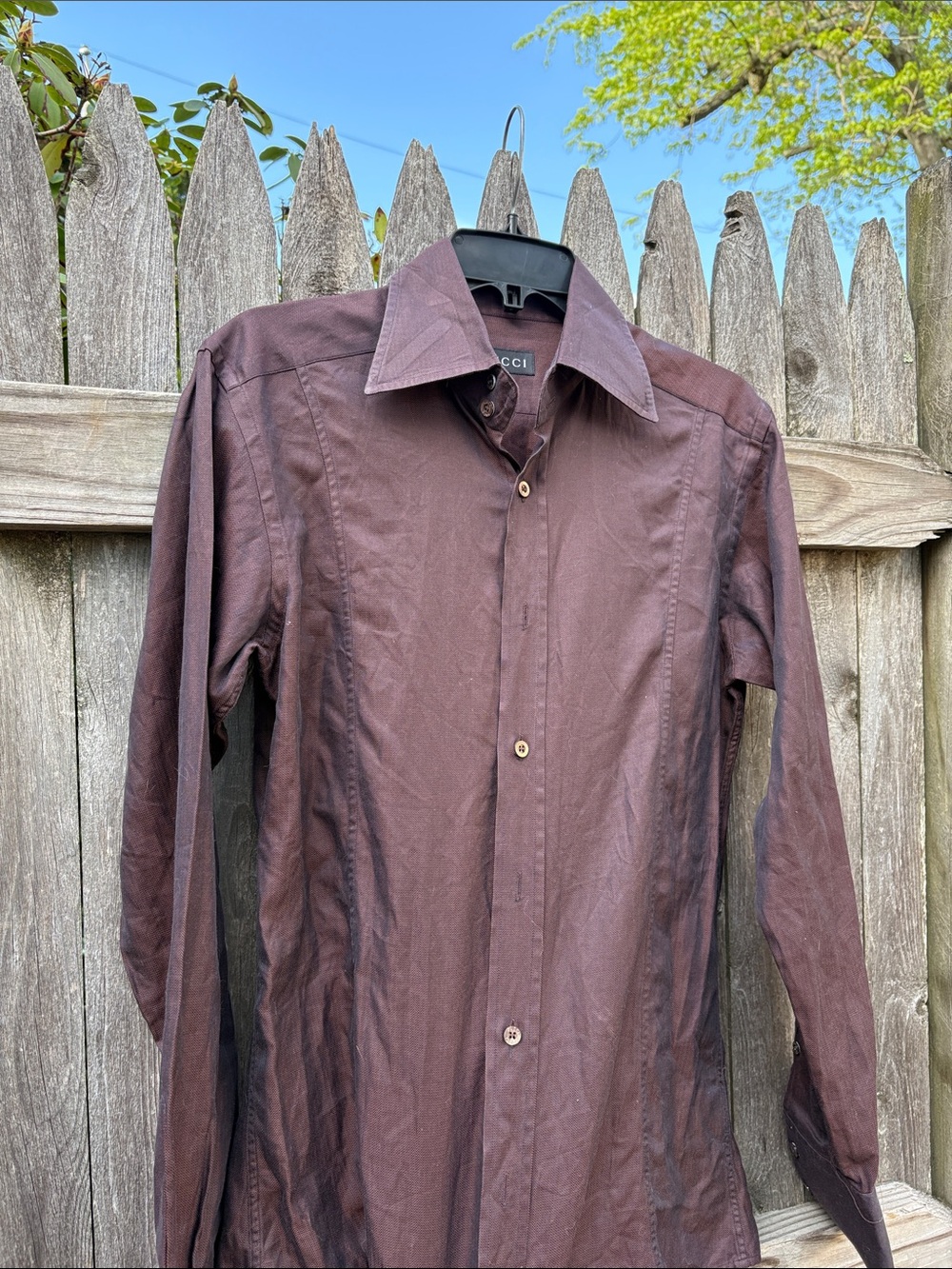 Gucci 38/15 burgundy/brown cotton dress shirt!!